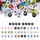 1100Pcs 7mm Acrylic Mixed Color Number Beads Flat Round Loose Beads Cube Number Beads for DIY Necklace Bracelet Jewelry Making