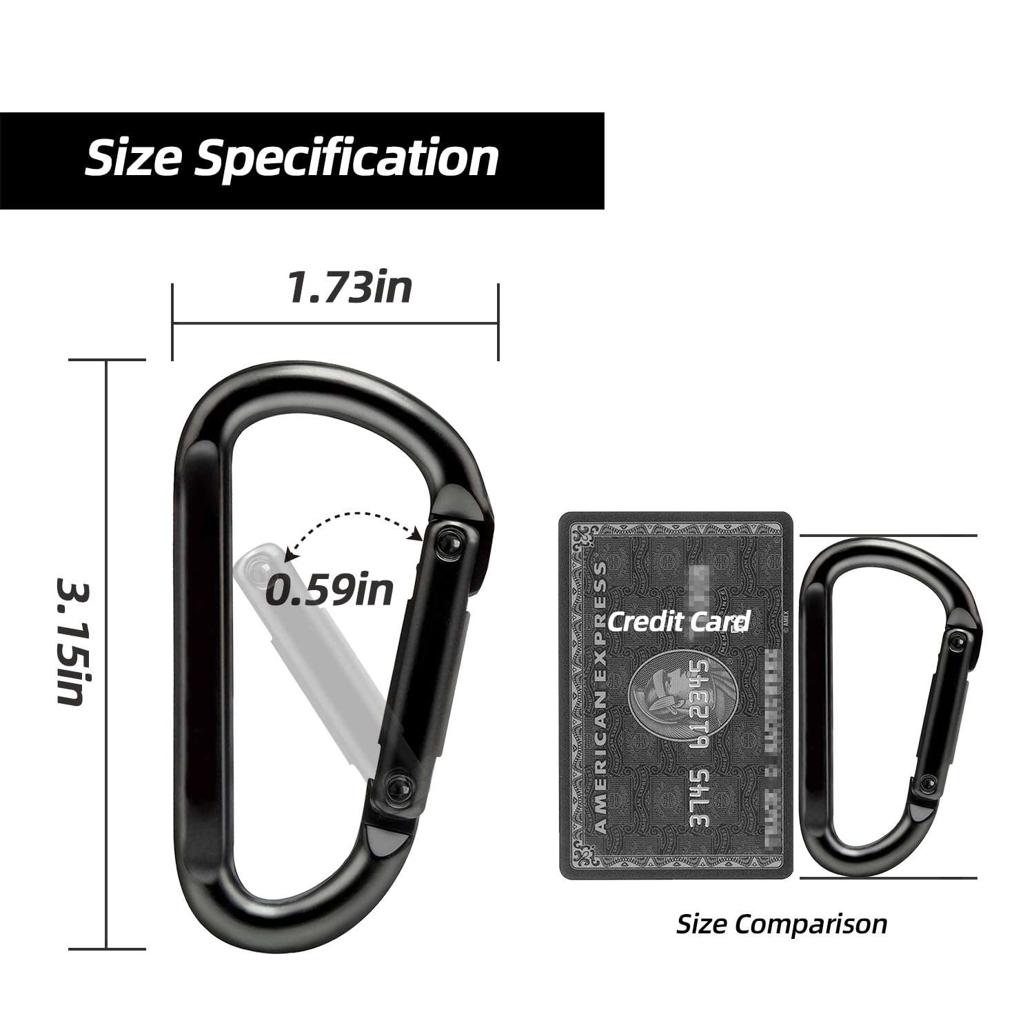 Caribeana Carabiner Clip, 860lbs, 3 Heavy Duty Carabiner, D Ring Hooks - Keychains, Camping, Hiking Accessories, Caribiniers f