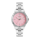 Timex Analog Watch For Women With Pink Dial & Silver Stainless Steel Bracelet Band - Water Resistant Women'S Wrist Watches -Twel