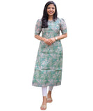 Gosriki Women'S Viscose Chanderi Straight Printed Kurta (Godavari Green-Gs_M_Green_Medium),Green,,B0DS9J2HSD