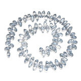 200pcs Czech 12mm Faceted Teardrop Briolette Crystal Glass Beads Pendant Drop Silver Blue Shimmer