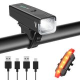 WGGE Ultra Bright USB Rechargeable Bike Light Set,Powerful Bicycle Front Headlight and Back Taillight,Easy to Install for Night 