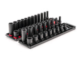 TEKTON 3/8 Inch Drive 6Point Impact Socket Set with Rails, 42Piece (5/163/4 in., 819 mm) | SID91216