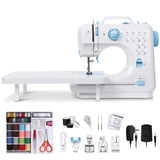 Tidjani Sewing Machine for Beginners, Mini Sewing Machine with Extension Table, 6 Replaceable Presser Feet, Portable Sewing Kit,