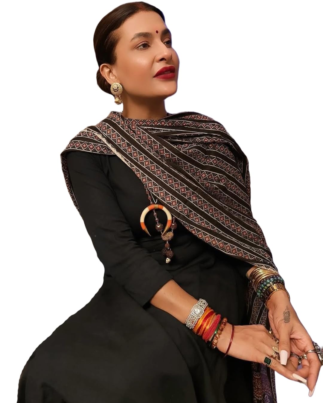 Anni Designer Women'S Rayon Viscose Anarkali Solid Kurta With Pant & Dupatta (Avantika Black_M_Black_Medium),Black,M