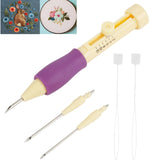 Flavizo Punch Needle Embroidery Kit & Set 3 Needle Sizes, Ergonomic Pen, Threaders & Adjustable Depth Diy Fabric Needlework 