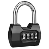 1 Pack disecu 4-Digit Combination Lock, Waterproof Outdoor Padlock for School Gym Locker, Fence, Gate, Shed, Storage Unit (Black