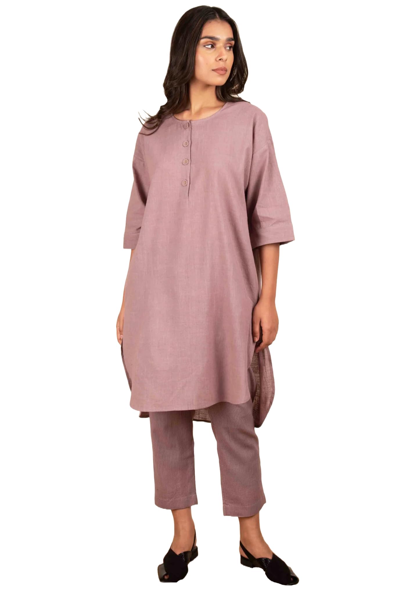 Anni Designer Women'S Rayon Blend Straight Solid Kurta With Pant (Nanital Purple_Xl_Purple_X-Large),Purple,XL