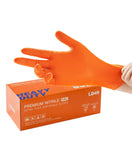 LANON 8mil Orange Disposable Nitrile Gloves, Mechanic, Heavy Duty, Food Safe, Latex Free, Powder Free, Fully-Diamond Textured, M