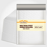 The Boxery 10.5x16|#5 Poly Bubble Mailers- 100 Pack, Padded Envelopes, Self Seal, Waterproof Shipping Bags, Padded Mailers for
