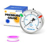 MEANLIN MEASURE 0~30Psi Liquid Filled Pressure Gauge Stainless Steel 2.5 FACE DIAL 1/4 NPT 316 Stainless Steel Joint for Pool Sa