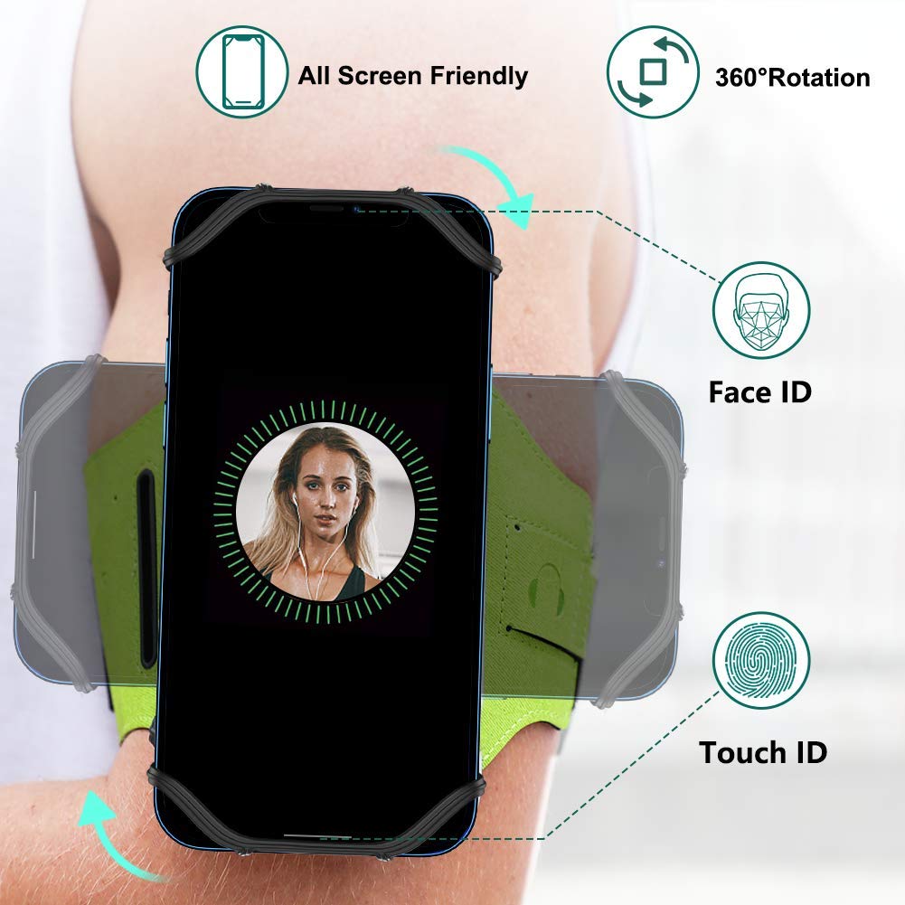 VUP Running Armband 360Rotatable for iPhone 13/Pro Max/Pro/Mini/12/11/SE/Xs/XR/X/8/7/Plus, Fits All 4-6.7 Inch Smartphones, with