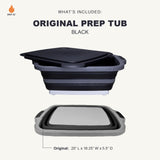 Drip EZ Collapsible BBQ Prep Tub(V1) - for Meal Prep, Marinating, Food Storage - Includes Cutting Board & Lid - (1) OG - Black