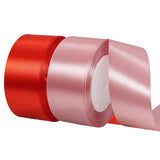 2 Rolls Red Rose Gold Ribbon, 1-1/2 Inch x 50 Yards Satin Red Fabric Ribbon for Flower Bouquets, Gift Wrapping, DIY Crafts, Birt