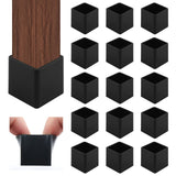 HARSKIYER 16pcs Black Chair Leg Caps, 3/4'' x 3/4'' Rubber Square Feet Furniture Table Chair Leg Foot Cover Caps Feet Pads Floor