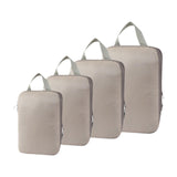 Trendivibe 4Pcs Compression Storage Bags Luggage Packing Organizers For Outdoor Clothes Beige