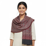 India Scarves Brown Ajrakh Hand Block Print Rayon Stole | Traditional Geometric Print | 21055 Cm