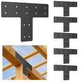 6PCS 12x8 in T Shape Steel Flat Bracket, 0.12'' Thick T Post Bracket, Ideal for Wood 4x4, 6x6 Lumber Mending/Connecting/Joining,