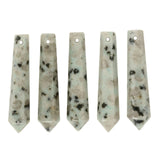 50mm Natural Kiwi Jasper Hexagonal Wand Jewelry Making Crystal Pointed Chakra Reiki Healing Beads 2mm Hole Drilled(Pack of 5)