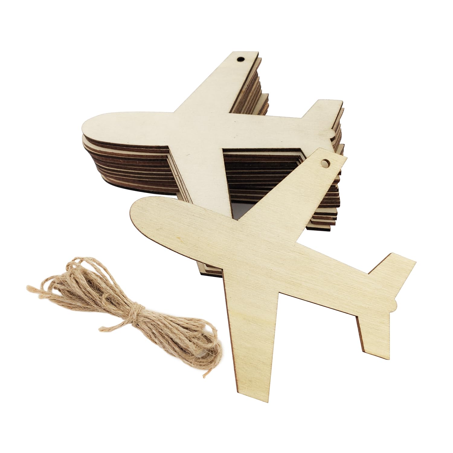 30 Pack 4 Inch Wood Airplane Crafts Unfinished Wood Plane Cutouts Wooden Airplane Hanging Ornaments DIY Airplane Craft Gift Tags