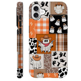 Generic Compatible with for iPhone 16,Ghost Cowboy Patchwork Halloween Phone Case for Girl Women Boy Men,Scratch Resistant Shock