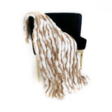Plutus White Taupe Snow Chinchilla Faux Fur Luxury Throw Blanket 48In X 60In