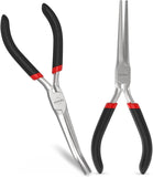 Needle Nose Pliers 2 PCs 6 Inch - Heavy Duty Carbon Steel, Insulated, Non-Serrated, Long Nose Pliers with PVC Coating & Rust Pro