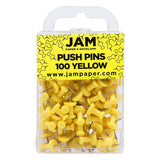 JAM PAPER Colorful Push Pins Yellow Pushpins 100/Pack