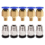 ALAMSCN 5PCS PC4-M6 Pneumatic Fitting Push to Connect + 5PCS PC4-M10 Straight Quick in Fitting Connectors for 3D Printer Bowden 