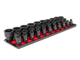 TEKTON 1/2 Inch Drive 6Point Impact Socket Set with Rails, 31Piece (838 mm) | SID92104