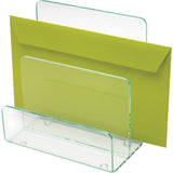 Lorell 80659 Mini Paper Sorter, 6Inch x31/2Inch x61/2Inch, Clear/Green