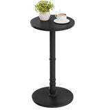 Homleke Round Side Table, 100% Solid Rubber Wood Pillar, Small Drink Table for Small Spaces, Sturdy Base, Easy Assembly, Modern 