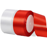 2 Rolls White Red Ribbon, 1-1/2 Inch x 50 Yards Satin Red White Fabric Ribbon for Flower Bouquets, Gift Wrapping, DIY Crafts, Bi