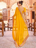 Satrani Womens Pure Georgette Saree (3463S236N_Yellow)
