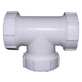 LASCO 034277 White Plastic Tubular 11/2Inch Slip Joint Tee with Nuts and Washers