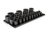 TEKTON 1/2 Inch Drive 6-Point Impact Socket Set with Rails and Tray, 29-Piece (5/16-2 in.) | SID92108