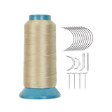 Hair Weaving Thread with T/C/J/I Needles 1500 Yard Strength Polyester Thread Sewing Thread for Making Wigs Hair Extension Kit (G