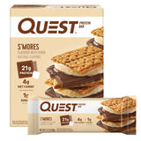 Quest Nutrition S'mores Protein Bar, 31g Protein, 4g Net Carbs, 1g Sugar, Gluten Free, Keto Friendly, 4 Count