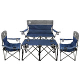 Northroad Folding Camping Chair Set of 4,Portable Collapsible Conversation Set w/1 Sofa,2 Single Chairs and 1 Table for Family P