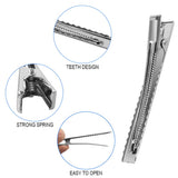 100 Pcs Silver Alligator Hair Clips, 3 Inch and 1.6 Inch Metal Hairdressing Salon Hair Grip Flat Top with Teeth, 2 Sizes