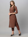 Gosriki Women'S Cotton Blend Straight Printed Kurta With Pant Set (Swami-Maroon-Gs_M_Maroon_Medium),Maroon,,B0CFFGTN2H