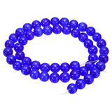 HARFINGTON 48pcs Sapphire Blue Cat's Eye Stone Beads 8mm Round Smooth Gemstone Crystal Loose Bead for Jewelry Making Bracelets N