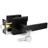 YYTDZSW Matte Black Door Handle, Door Knobs with Lock and Key, Interior & Exterior Door Handles with Reversible Lever, Heavy Dut
