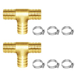Joywayus 2PCS 1 Hose Barb, Tee T 3 way Union Fitting Intersection/Split Brass Water/Fuel/Air