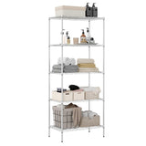 BestOffice | 5-Tier Wire Storage Shelves | 14 x 24 x 60 | Chrome | with Adjustable Racks | Metal Shelf, Holds Upto 500 lbs | No-
