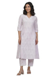 W for Woman Purple Floral Print Cotton Flarred Kurta_24FEW11141-400371_S