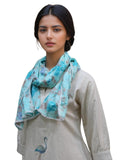 La Vastraa Cotton Printed Stole Scarf Blue
