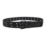 Ecomistiq Double Grommets Belt Aesthetic Casual Pin Buckle Belt Punk Belts Canvas Belt 110Cm Black