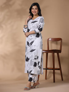 Gosriki Women'S Rayon Blend Straight Printed Kurta With Palazzo (Anaar-Beige-Fv-Gs_Xl_White_X-Large),White,,B0CYPQH99V