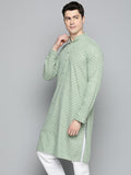 Jompers Men'S Chikankari Embroidered And Sequence Kurtas (Pista, M)